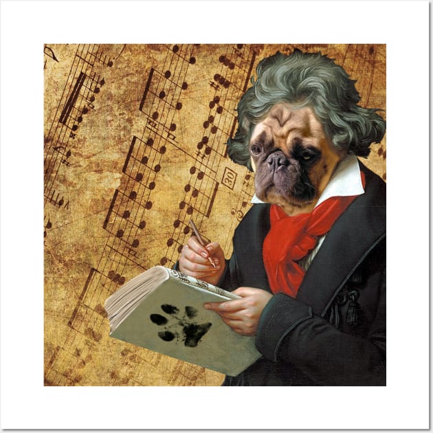 Barkthoven - the Beethoven pug Wall Art by DigitalCleo